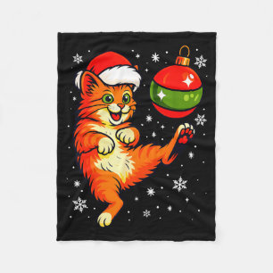 Fun Orange Cat Humour Christmas Ornament Football Fleece Blanket