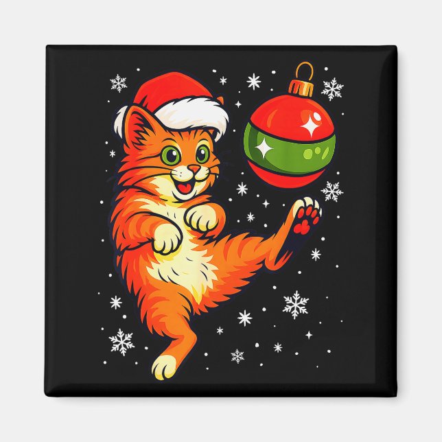 Fun Orange Cat Humour Christmas Ornament Football  Magnet (Front)