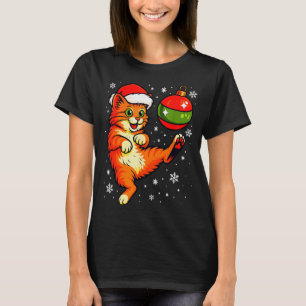 Fun Orange Cat Humour Christmas Ornament Football T-Shirt