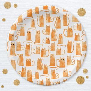 Fun Orange Cat Paper Plate
