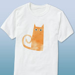 Fun Orange Cat T-Shirt<br><div class="desc">Cute and mildly alarmed little watercolor orange ginger cat, perfect for animal lovers. Original art by Nic Squirrell.</div>