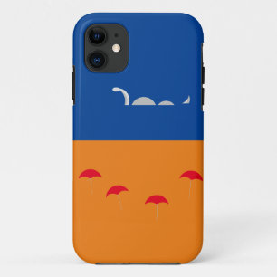 Fun Orange Deep Blue Sea Serpent Beach Umbrellas iPhone 11 Case