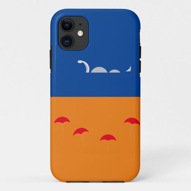 Fun Orange Deep Blue Sea Serpent Beach Umbrellas Case-Mate iPhone Case (Back)