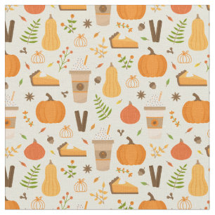 Fun Orange Fall Pattern Fabric