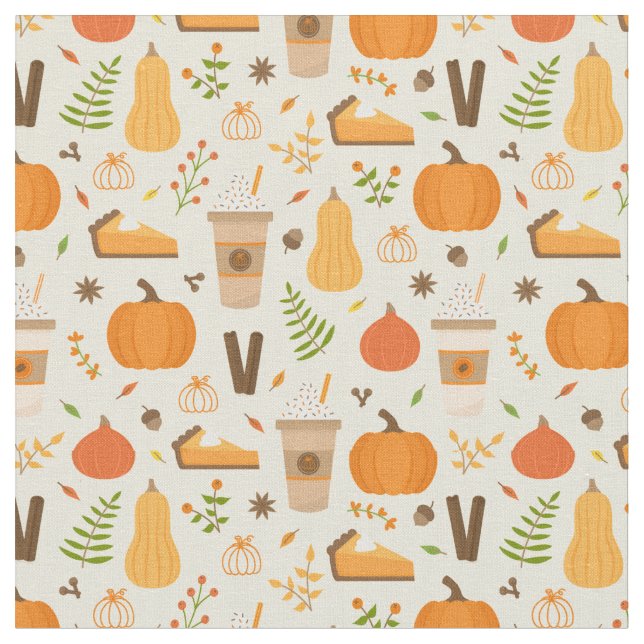 Fun Orange Fall Pattern Fabric (Close Up)
