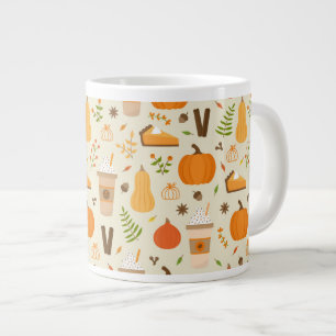Fun Orange Fall Pattern Large Coffee Mug