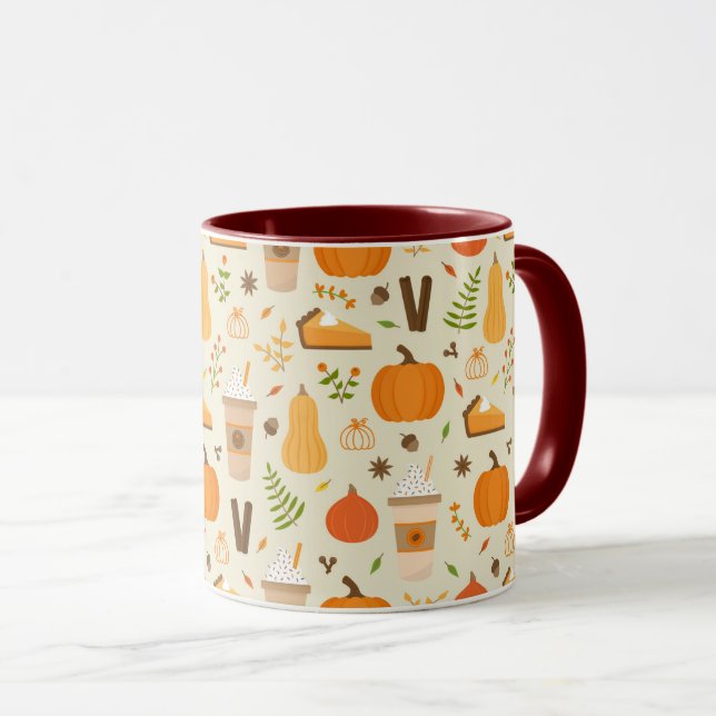 Fun Orange Fall Pattern Mug (Front Right)