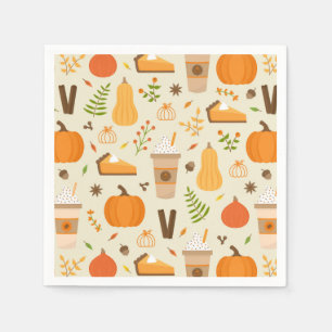 Fun Orange Fall Pattern Napkin