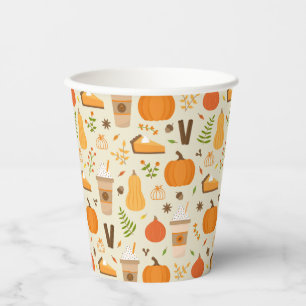 Fun Orange Fall Pattern Paper Cups