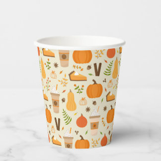 Fun Orange Fall Pattern Paper Cups