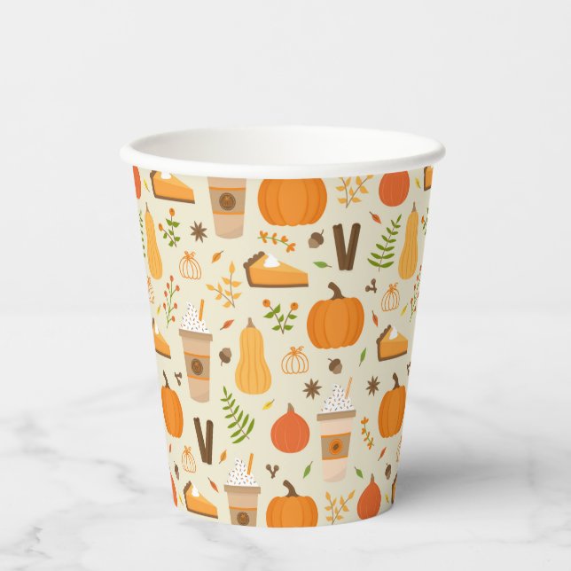Fun Orange Fall Pattern Paper Cups (Front)
