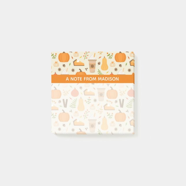 Fun Orange Fall Pattern Post-it Notes (Front)