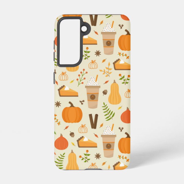 Fun Orange Fall Pattern Samsung Galaxy S21 Case (Back)