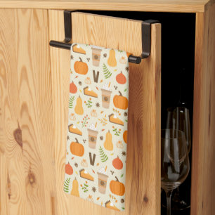 Fun Orange Fall Pattern Tea Towel