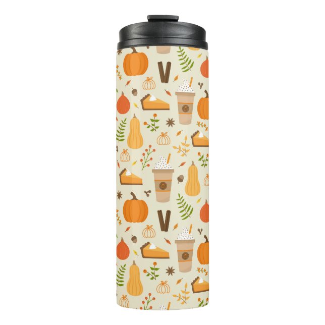 Fun Orange Fall Pattern Thermal Tumbler (Front)