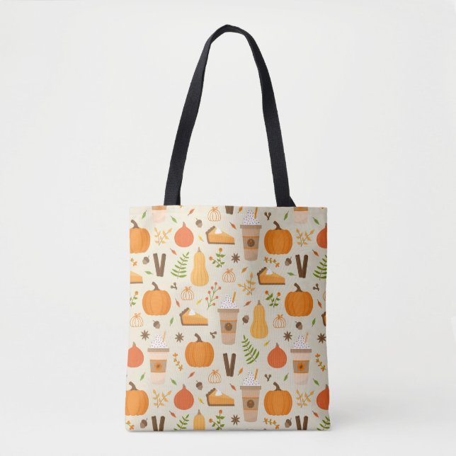 Fun Orange Fall Pattern Tote Bag (Front)