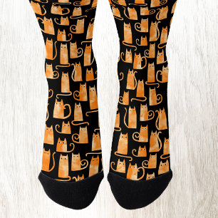 Fun Orange Ginger Cat Socks