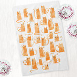 Fun Orange Ginger Cat Tea Towel<br><div class="desc">Fun little watercolor ginger orange cats. Original art by Nic Squirrell.</div>