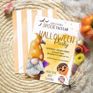 Fun orange gnome spooktacular kids halloween party invitation