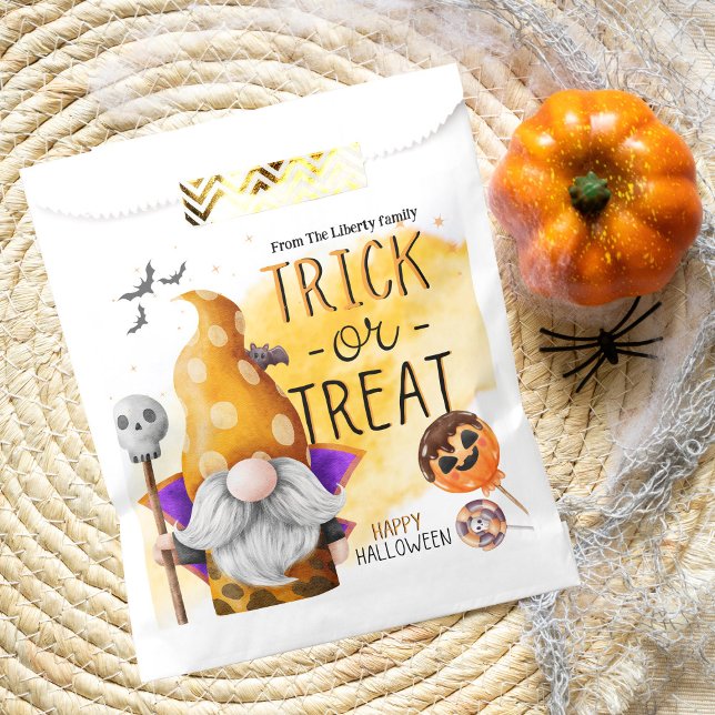 Fun orange gnome trick or treat kids halloween favour bag (Creator Uploaded)