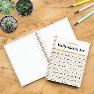 Fun Orange Hand Drawn Sun Paws Pattern Notebook