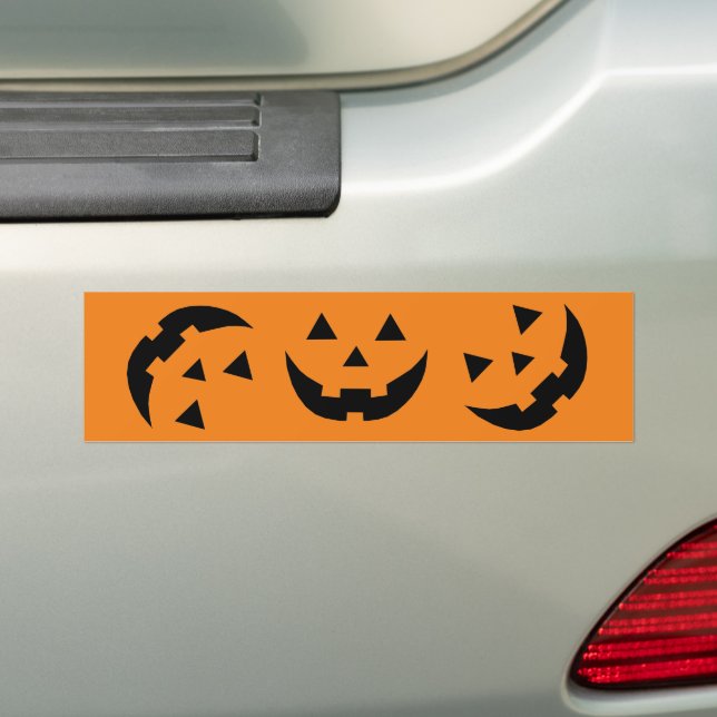Fun orange jack o lantern pumpkin face Halloween Bumper Sticker (On Car)
