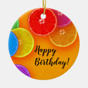 Fun orange slices Thank you Birthday Party Ceramic Ornament