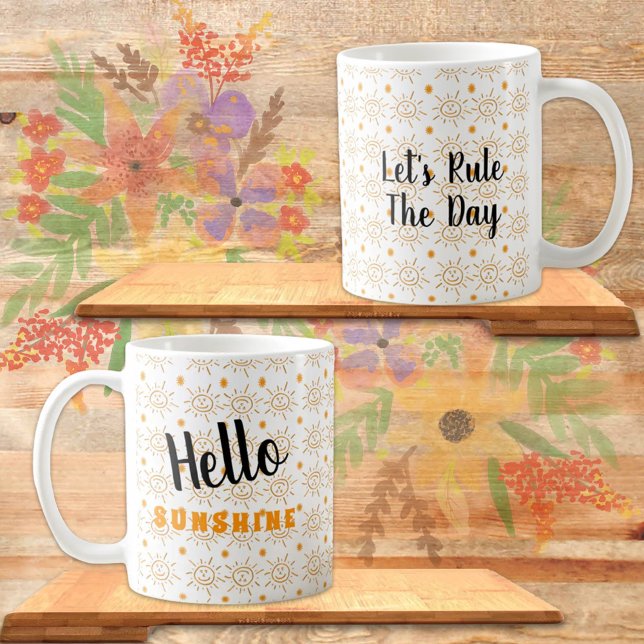 Fun Orange Sun Pattern Template Text Coffee Mug (Creator Uploaded)