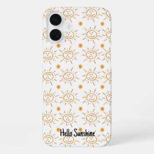 Fun Orange Sunshine Face Pattern Custom iPhone 16 Plus Case