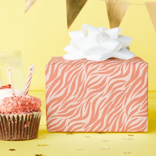 Fun Orange Tiger Stripe Pattern Wrapping Paper (Birthday Party)