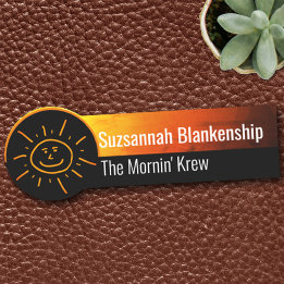 Fun Orange Yellow Background with Hand-Drawn Sun Name Tag
