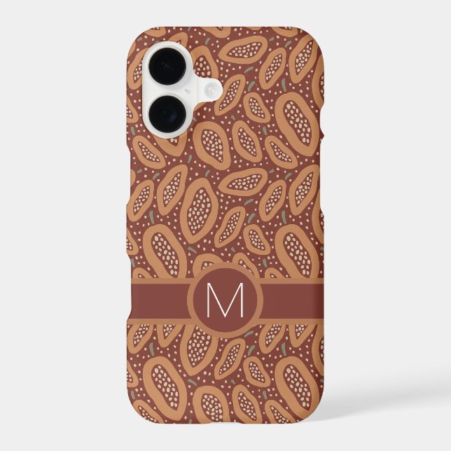 Fun Organic Rust Colour Seed Pod Pattern Monogram (Back)
