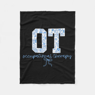 Fun Ot Occupational Therapy Blue Coquette Bow Ot T Fleece Blanket