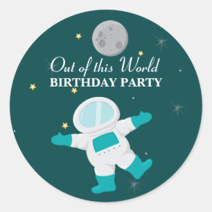 Fun outer space astronaut birthday party stickers