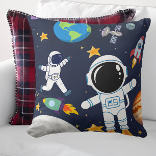 Fun Outer Space Astronaut,Cute Kids First Birthday Cushion