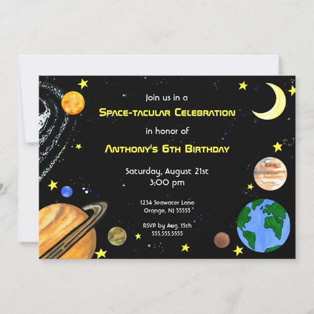Fun Outer Space Invitation (Front)