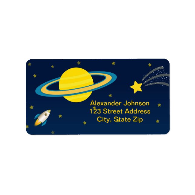 Fun Outer Space Rocket Birthday Address Label (Front)