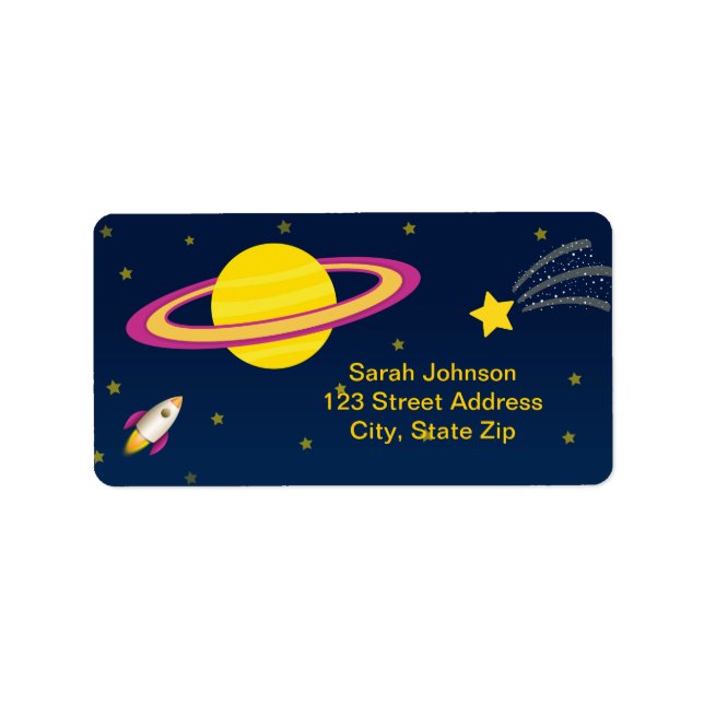 Fun Outer Space Rocket Birthday Address Label (Front)
