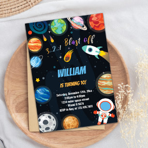 Fun Outer Space Theme for Kids Invitation