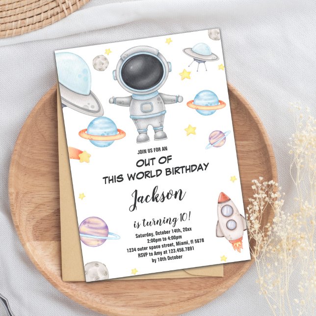 Fun Outer Space Theme for Kids Invitation (Out of this world birthday Invitations)