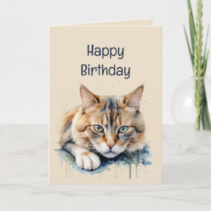 Fun Over the Hill Birthday Grouchy Cat Animal Art Card
