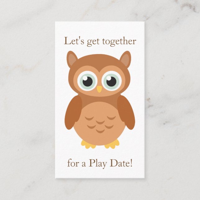 Fun Owl Playdate Calling Card (Front)