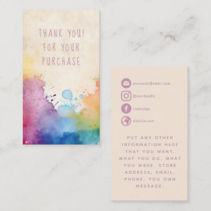 Fun paint splashes thank you enclosure card
