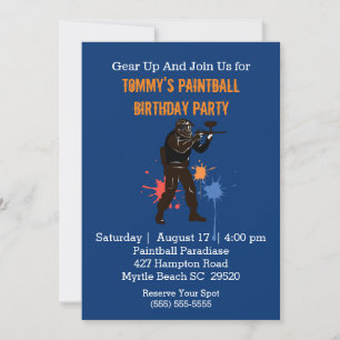 Fun Paintball Birthday Party Invitation