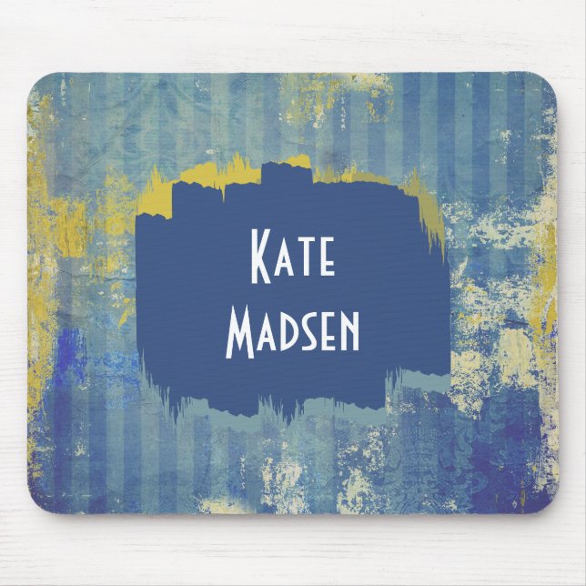 Fun Painted Denim Pattern Personalised Mouse Pad (Front)
