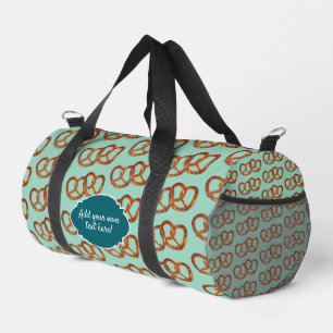 Fun Paired Pretzels Food Theme with custom text Duffle Bag