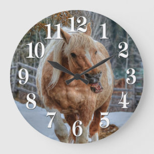 Fun Palomino Paint Ranch Horse Animal-lover Photo Large Clock