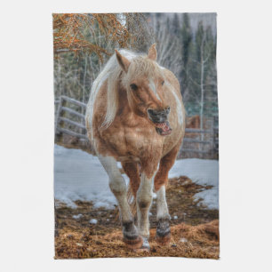 Fun Palomino Paint Ranch Horse Animal-lover Photo Tea Towel