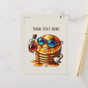 Fun pancake lovers breakfast postcard