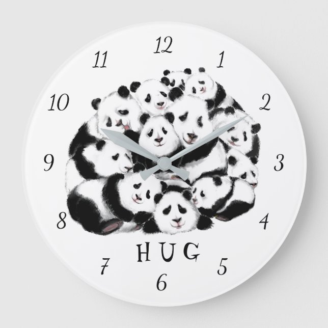 Fun Pandas Clock - Big Hugs - Painting (Front)